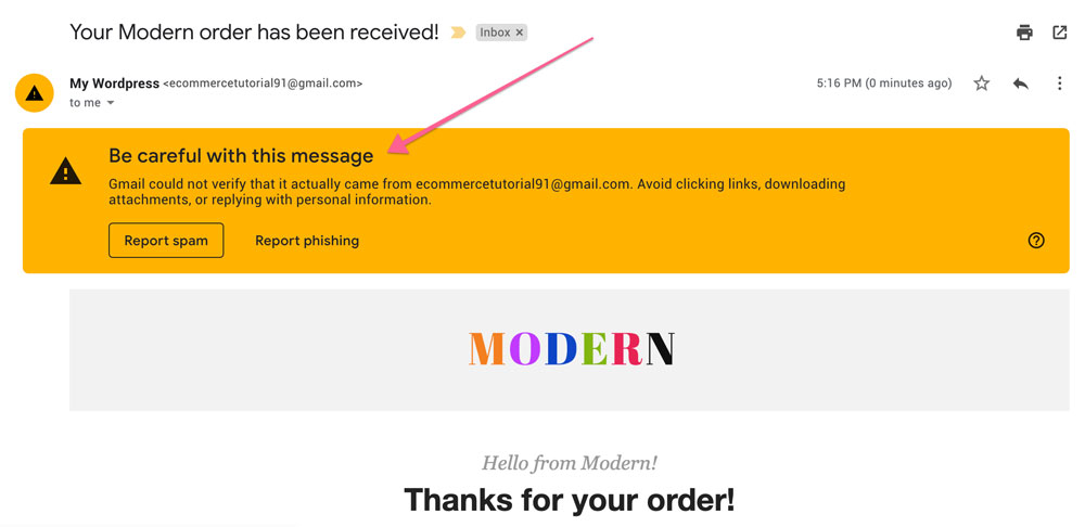 spam order confirmation